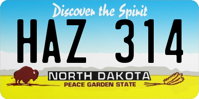 ND license plate HAZ314