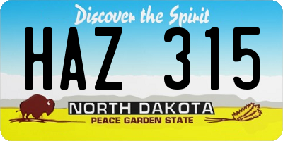 ND license plate HAZ315