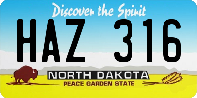 ND license plate HAZ316