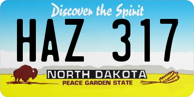 ND license plate HAZ317