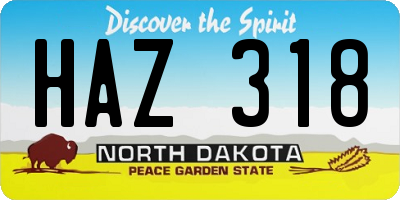 ND license plate HAZ318