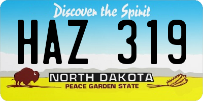 ND license plate HAZ319