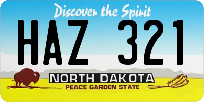 ND license plate HAZ321