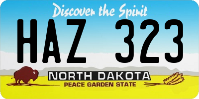 ND license plate HAZ323