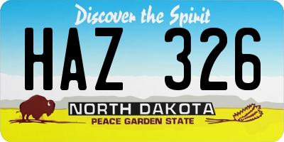 ND license plate HAZ326