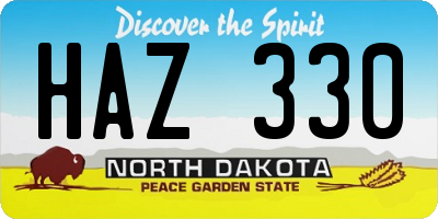 ND license plate HAZ330
