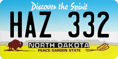 ND license plate HAZ332