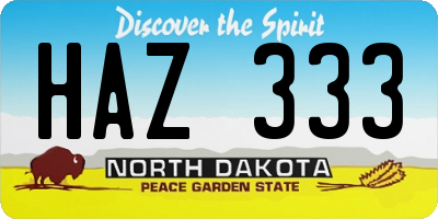 ND license plate HAZ333