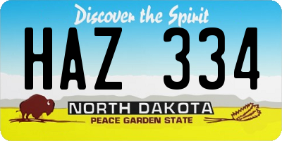 ND license plate HAZ334