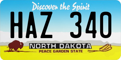 ND license plate HAZ340