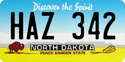 ND license plate HAZ342