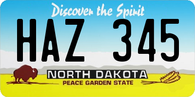 ND license plate HAZ345