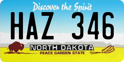 ND license plate HAZ346