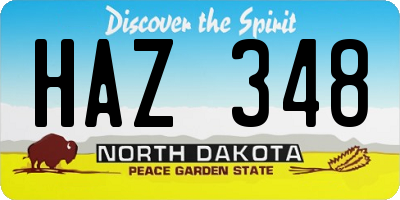 ND license plate HAZ348