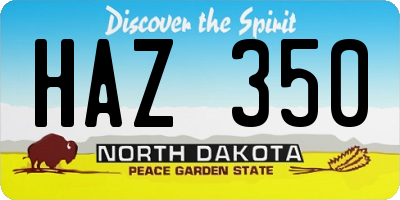 ND license plate HAZ350