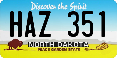 ND license plate HAZ351
