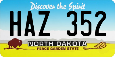 ND license plate HAZ352