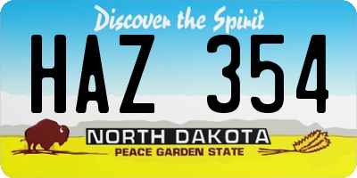 ND license plate HAZ354