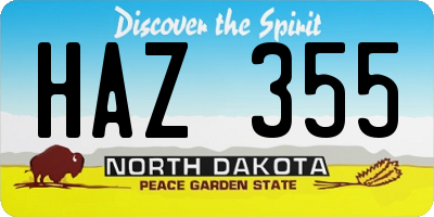 ND license plate HAZ355