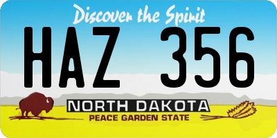 ND license plate HAZ356