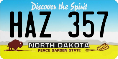 ND license plate HAZ357