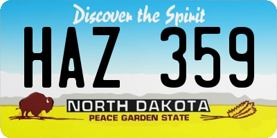 ND license plate HAZ359