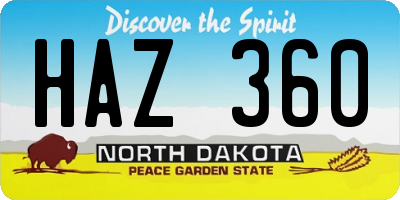 ND license plate HAZ360