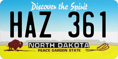 ND license plate HAZ361