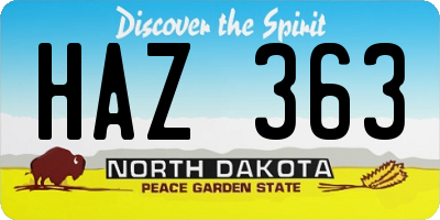 ND license plate HAZ363