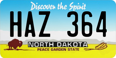 ND license plate HAZ364