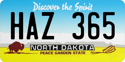 ND license plate HAZ365