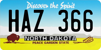 ND license plate HAZ366