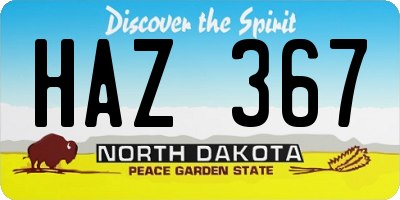 ND license plate HAZ367