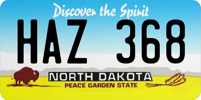 ND license plate HAZ368