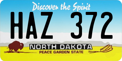 ND license plate HAZ372