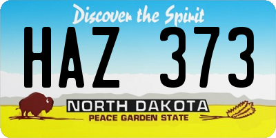 ND license plate HAZ373