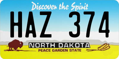 ND license plate HAZ374