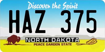 ND license plate HAZ375