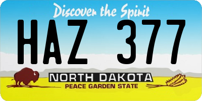 ND license plate HAZ377