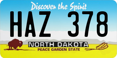 ND license plate HAZ378