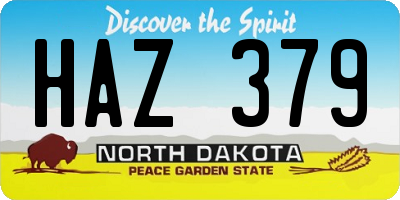 ND license plate HAZ379