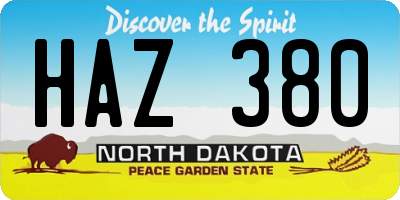 ND license plate HAZ380