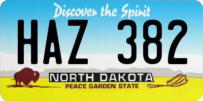 ND license plate HAZ382