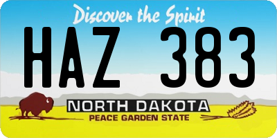 ND license plate HAZ383