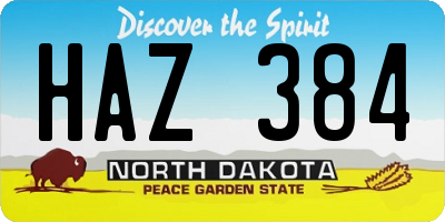 ND license plate HAZ384