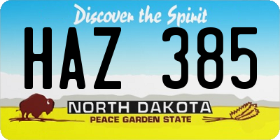 ND license plate HAZ385