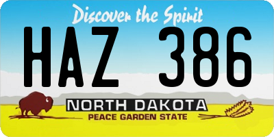 ND license plate HAZ386