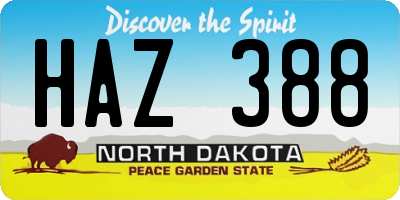 ND license plate HAZ388