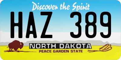 ND license plate HAZ389