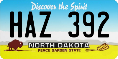 ND license plate HAZ392